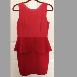 Red Cocktail Dress with Peplum